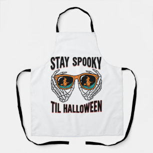 Skelet Halloween T-shirt met Heksen Zonnebril Vint Schort