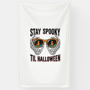 Skelet Halloween T-shirt met Heksen Zonnebril Vint Spandoek
