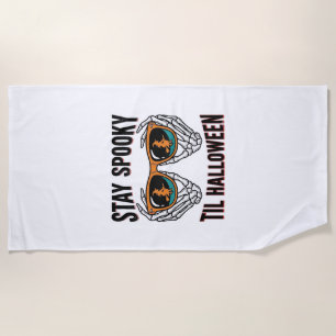 Skelet Halloween T-shirt met Heksen Zonnebril Vint Strandlaken