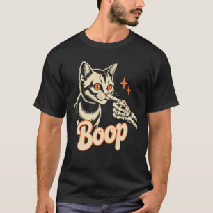 Skelet Hand Boop Kat Vintage Grappige Retro Kat Li T-shirt