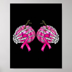 Skelet Hand Borst Pompoen Borstkanker Halloween Poster