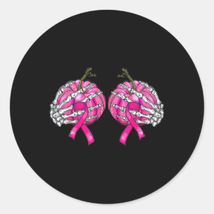 Skelet Hand Borst Pompoen Borstkanker Halloween Ronde Sticker