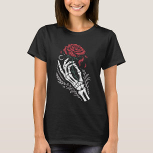 Skelet Hand die Roos Vasthoudt Gothische T-Shirt v