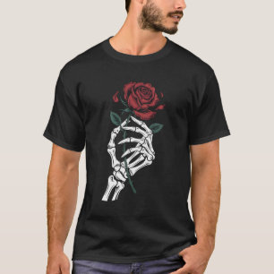 Skelet Hand die Roos Vasthoudt Gothische T-Shirt v