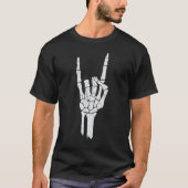 Skelet Hand Duivel Horns Rock Hand Gesture T-shirt (Voorkant)