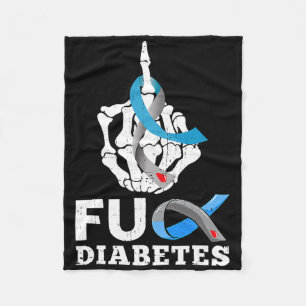 Skelet Hand Fck Diabetes Blauwe Lint Bewustzijn M Fleece Deken