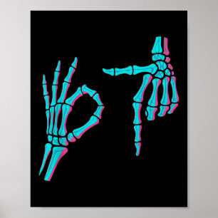 Skelet Hand Grappig Zes Zeven 6 7 Meme 67 Hallowee Poster