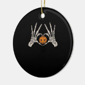 Skelet Hand Hart en Pompoen Grappige Schedel Halve Keramisch Ornament (Links)