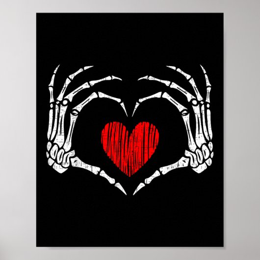 Skelet Hand Hart Valentijnsdag Funny Vrouwen Kind Poster (Voorkant)