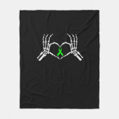 Skelet Hand Heart Awareness Ribbon Fleece Deken (Voorkant)