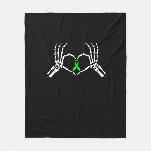 Skelet Hand Heart Awareness Ribbon Fleece Deken (Voorkant)