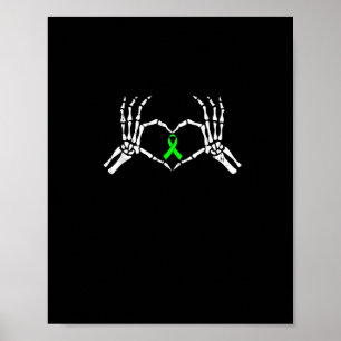 Skelet Hand Heart Awareness Ribbon Poster