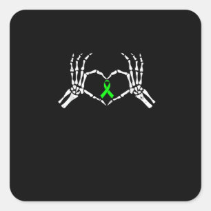 Skelet Hand Heart Awareness Ribbon Vierkante Sticker