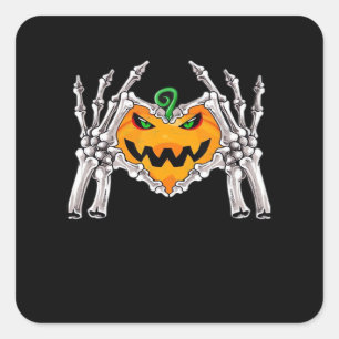 Skelet Hand Heart Sign Bone Kostuum Vierkante Sticker