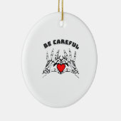 Skelet Hand met Hart Classic Keramisch Ornament (Rechts)