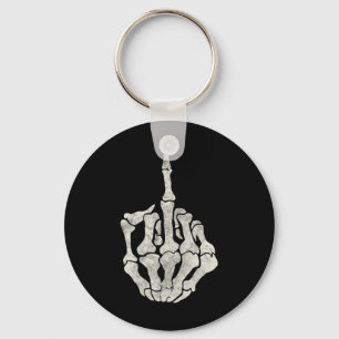 Skelet hand middelvinger voor off schedel sleutelhanger