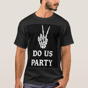 Skelet Hand Rock Party Teken Stijl T-shirt