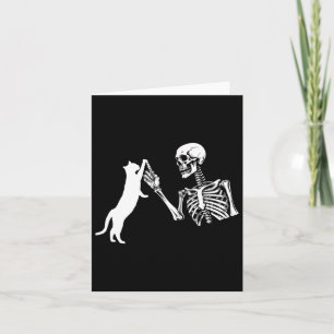 Skelet Hand Spelen Kat Grappig Halloween Kostuum Kaart