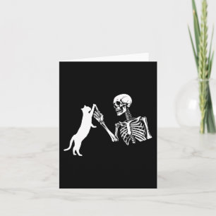 Skelet Hand Spelen Kat Grappig Halloween Kostuum Kaart