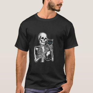 Skelet Hand Spelen Kat Grappig Halloween Kostuum T-shirt