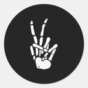Skelet Hand Vredesteken Bot Ronde Sticker