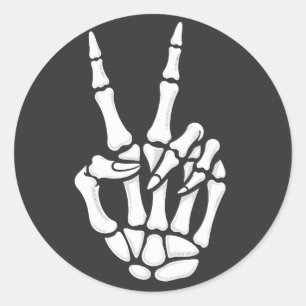 Skelet Hand Vredesteken Cool Halloween Ronde Sticker