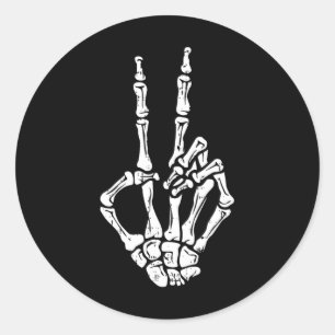 Skelet Hand Vredesteken Halloween Kostuum Botten Ronde Sticker
