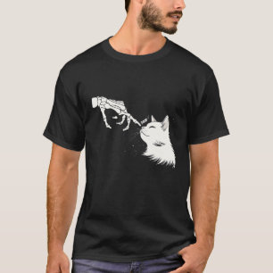 Skelet Handen Boopen een Gelukkige Kat T-shirt