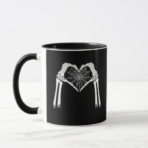 Skelet Handen Cobweb Hart (Wit) Classic Mok
