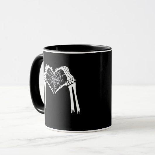 Skelet Handen Cobweb Hart (Wit) Classic Mok (Voorkant links)