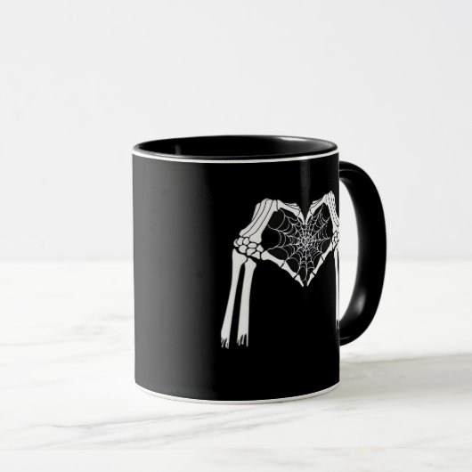 Skelet Handen Cobweb Hart (Wit) Classic Mok (Voorkant rechts)