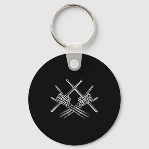 Skelet handen drumstokken drummer sleutelhanger