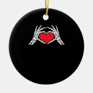 Skelet Handen Een Red Heart Classic Keramisch Ornament