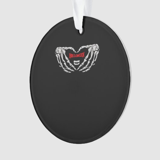 Skelet handen gevouwen in een hart. Grappig Hallow Ornament (voorkant)
