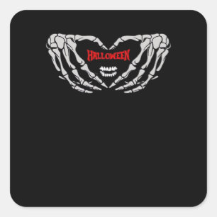 Skelet handen gevouwen in een hart. Grappig Hallow Vierkante Sticker