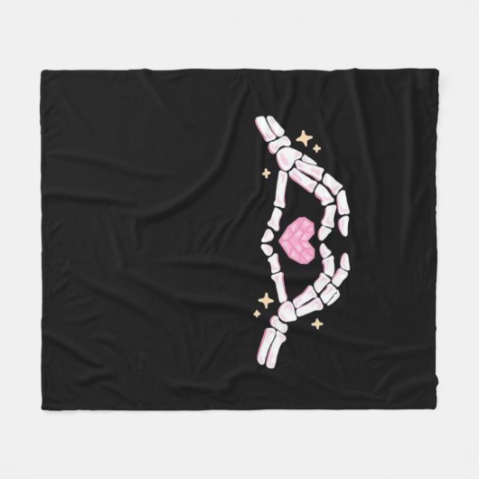 Skelet Handen Hart Grappig Fleece Deken (Voorkant (Horizontaal))