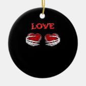 Skelet Handen Hart Grappig Ontwerp Keramisch Ornament (Voorkant)