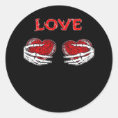 Skelet Handen Hart Grappig Ontwerp Ronde Sticker (Voorkant)