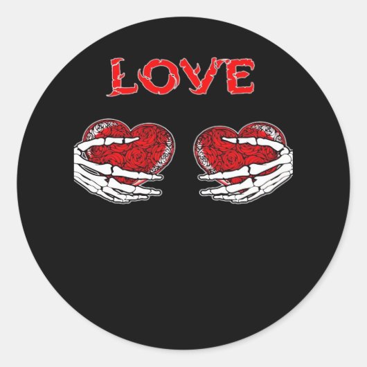 Skelet Handen Hart Grappig Ontwerp Ronde Sticker (Voorkant)