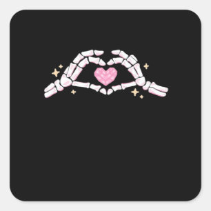 Skelet Handen Hart Grappig Vierkante Sticker