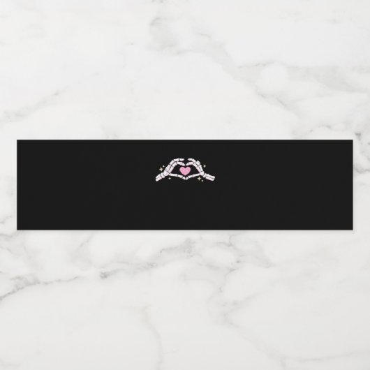 Skelet Handen Hart Grappig Waterfles Etiket (Enkel label)