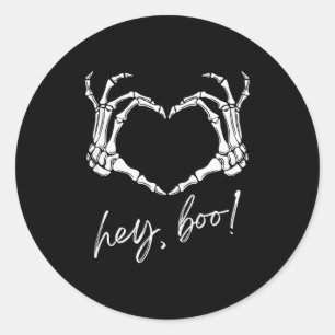 Skelet Handen Hart Hey Boo Grappig Halloween Manne Ronde Sticker