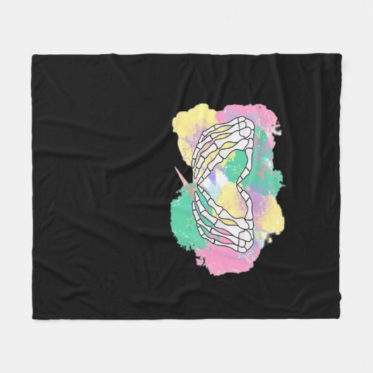 Skelet Handen Hart Met Abstract Gekleurde Backgr Fleece Deken (Voorkant (Horizontaal))
