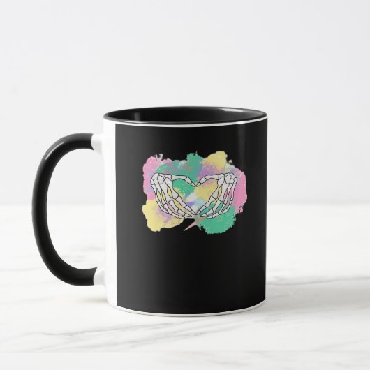 Skelet Handen Hart Met Abstract Gekleurde Backgr Mok (Links)