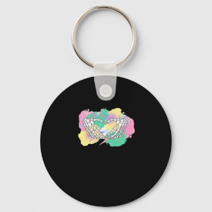 Skelet Handen Hart Met Abstract Gekleurde Backgr Sleutelhanger