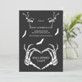 Skelet Handen Hart met Dansende Skeletten & Vleerm Kaart (Staand voorkant)