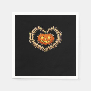 Skelet Handen Hart Met Pompoen Schattige Spooky Ha Servet
