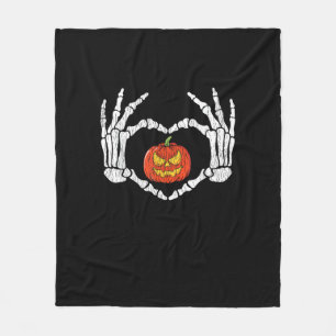 Skelet Handen Hart Pompoen Herfst Halve Fleece Deken