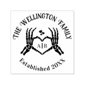 Skelet Handen Hart Teken #1P Familienaam Datum EST Zelfinktende Stempel (Design)