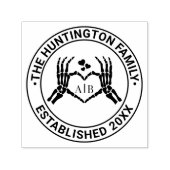 Skelet Handen Hart Teken #1R Familienaam Datum EST Zelfinktende Stempel (Design)